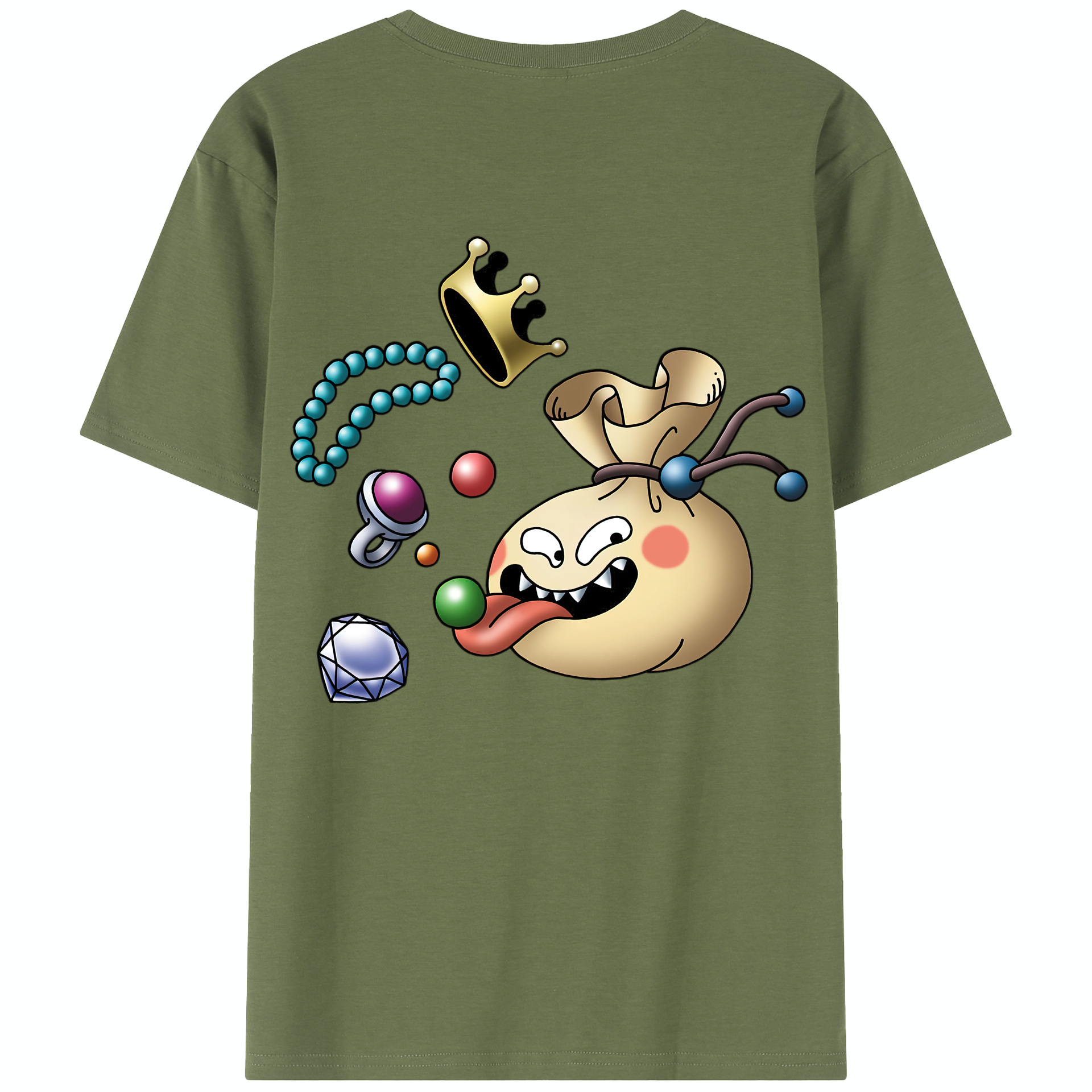 （画像用） ドラゴンクエスト Doragon Kuesuto Dragon Quest 綿100％半袖Tシャツ（背面プリント）